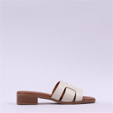 Oh My Sandals Low Heel Mule Slider - Cream